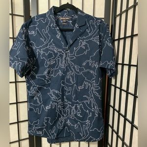 NWOT Michael Kors Map Print Short-sleeve Shirt In Midnight Blue- Slim Fit Large